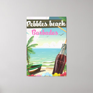 Pebbles beach Barbados vintage style travel poster Canvas Print