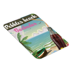Pebbles beach Barbados vintage style travel poster Magnet