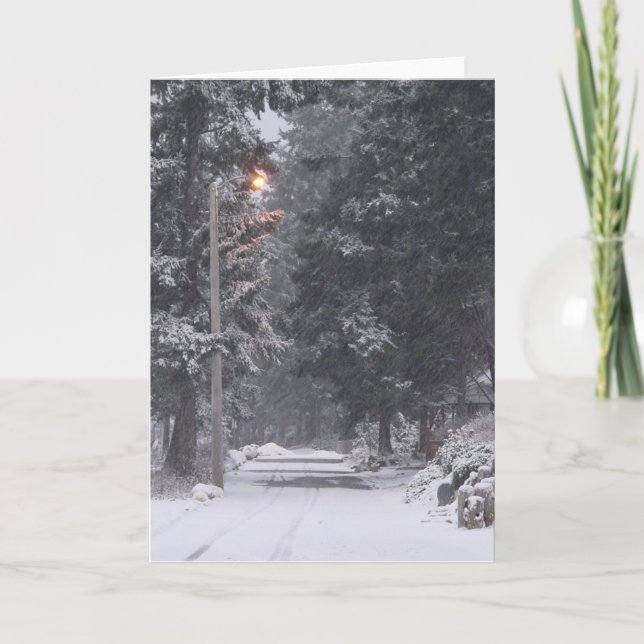 Pebbles Beach Winter Scene 1 Holiday Card (Front)