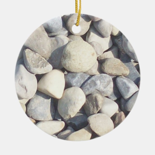 Pebbles Closeup Ceramic Tree Decoration (Front)