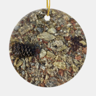 Pebbles in Taylor Creek Nature Photography Ceramic Tree Decoration