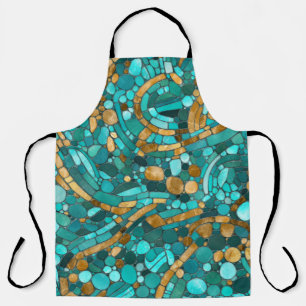 Pebbles Mosaic Art -Emerald and Gold  Apron