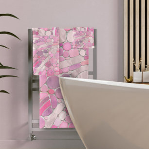Pebbles Mosaic Art - Rose Blush Pink Bath Towel Set
