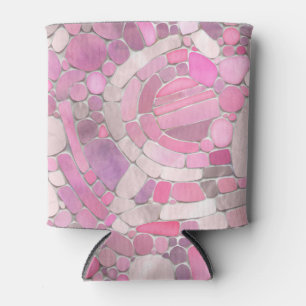 Pebbles Mosaic Art - Rose Blush Pink Can Cooler