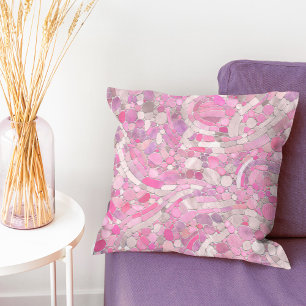 Pebbles Mosaic Art - Rose Blush Pink Cushion