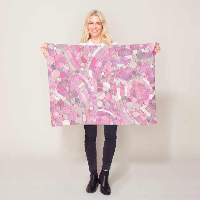 Pebbles Mosaic Art - Rose Blush Pink Fleece Blanket (In Situ)