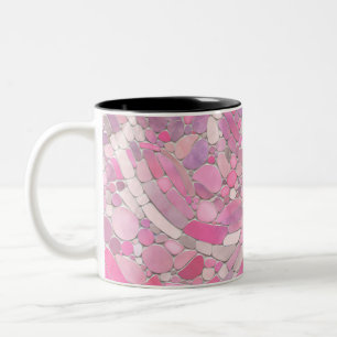 Pebbles Mosaic Art - Rose Blush Pink Two-Tone Coffee Mug