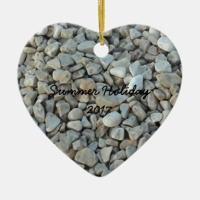 Pebbles on Beach Stone Photography Ceramic Tree Decoration (Front)