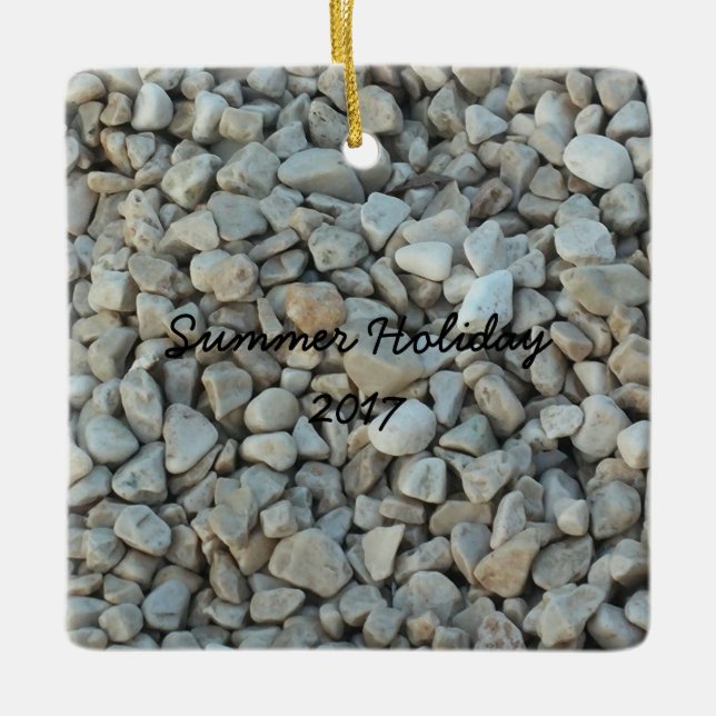Pebbles on Beach Stone Photography Ceramic Tree Decoration (Front)