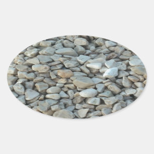 Pebbles on Beach Stone Photography Oval Sticker