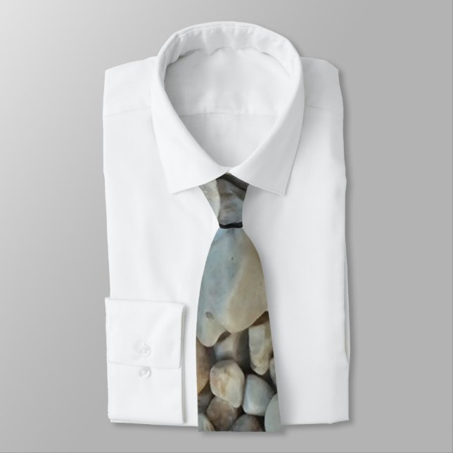 Pebbles on Beach Stone Photography Tie (Tied)