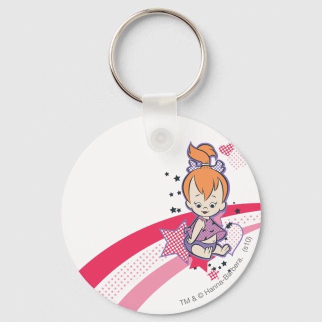 PEBBLES™ on Pink Rainbow Key Ring (Front)