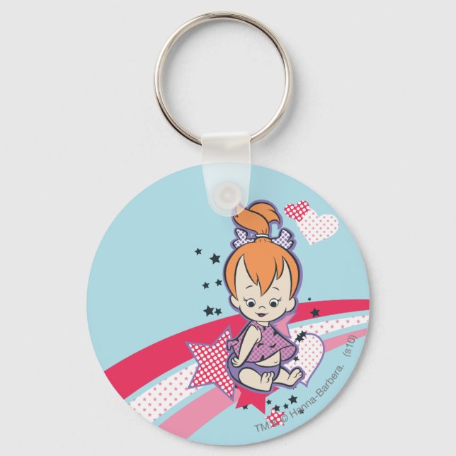 PEBBLES™ on Pink Rainbow Key Ring (Front)
