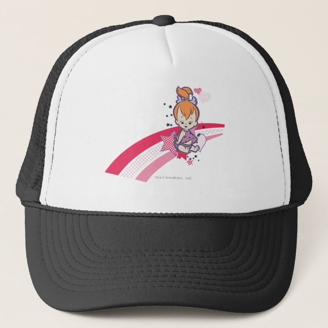 PEBBLES™ on Pink Rainbow Trucker Hat (Front)