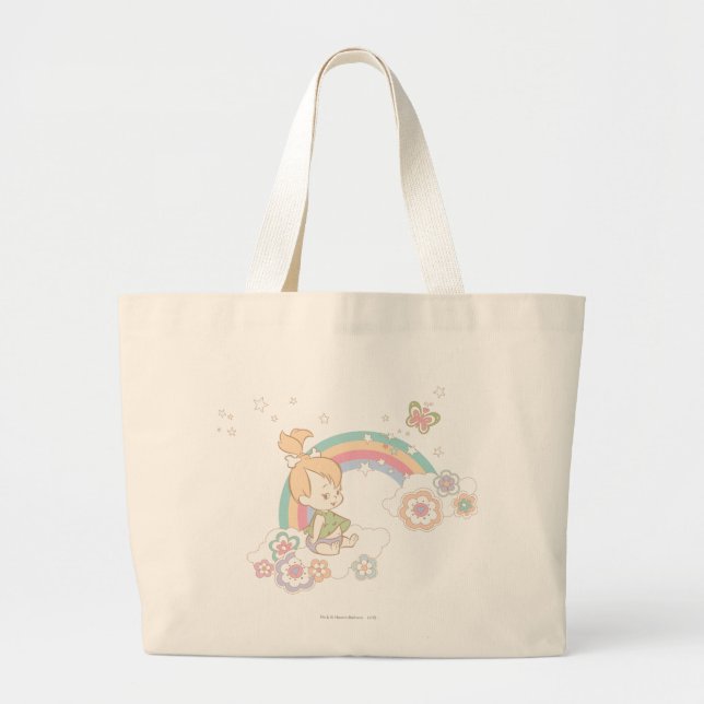 PEBBLES™ Rainbow and Flower Clouds Large Tote Bag (Front)