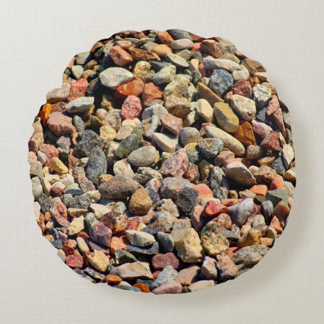 Pebbles rocks colourful texture round cushion (Front)