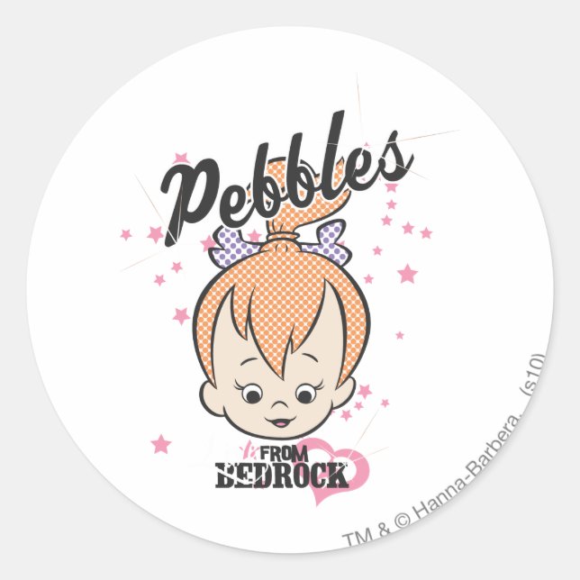 PEBBLES™ Stars and Hearts Classic Round Sticker (Front)