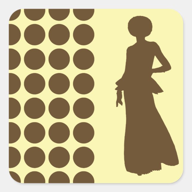 Pecan Cream Neutral Dots Fashion Silhouette Square Sticker (Front)