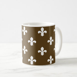 Pecan Neutral Fleur de Lys Coffee Mug