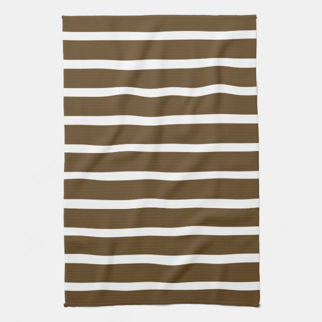 Pecan Neutral Stripes Tea Towel (Vertical)