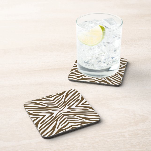Pecan Neutral Zebra Coaster (Right Side)