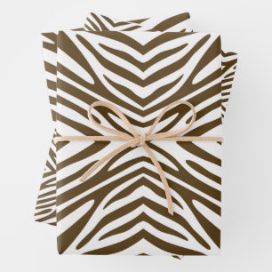 Pecan Neutral Zebra Wrapping Paper Sheet