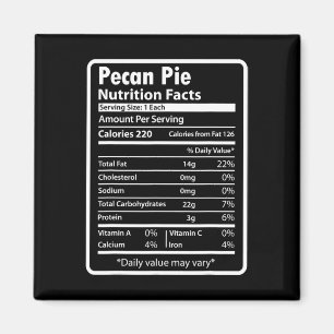 Pecan Pie Funny Nutrition Facts For Thanksgiving C Magnet