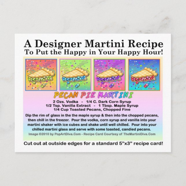 Pecan Pie Martini Recipe Card Postcard (Front)