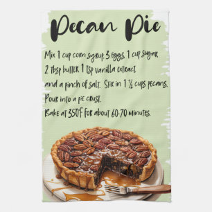 Pecan Pie Recipe Tea Towel
