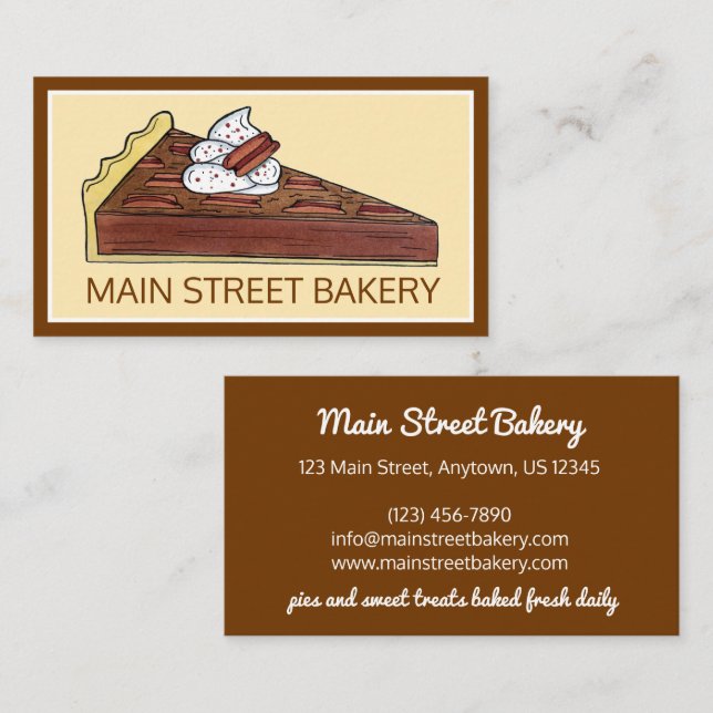 Pecan Pie Tart Southern Food Dessert Baked By Business Card (Front/Back)