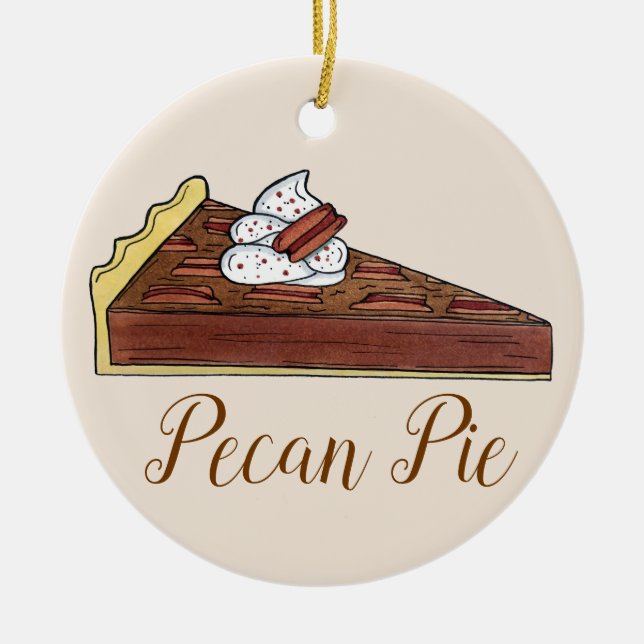 Pecan Pie Tart Southern Food Slice Dessert Foodie Ceramic Tree Decoration (Front)