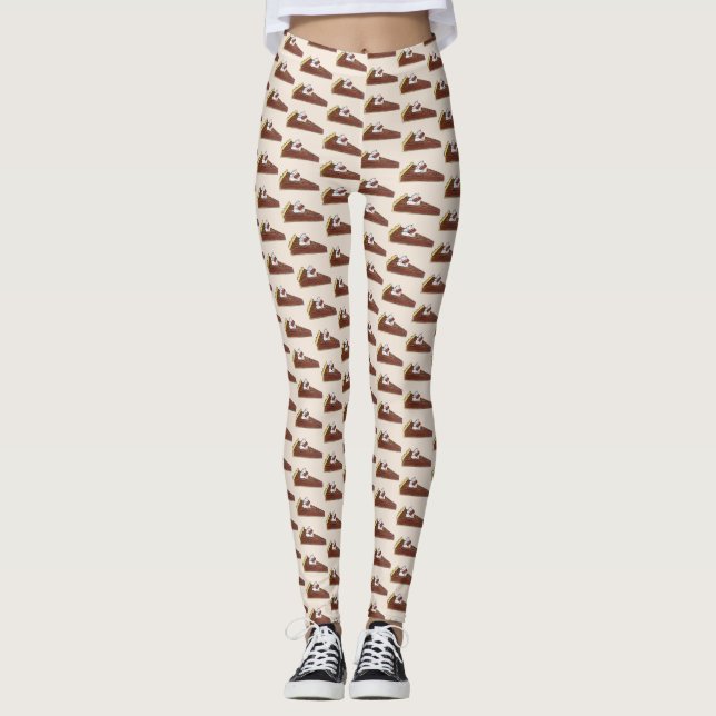 Pecan Pie Tart Southern Food Slice Dessert Foodie Leggings (Front)