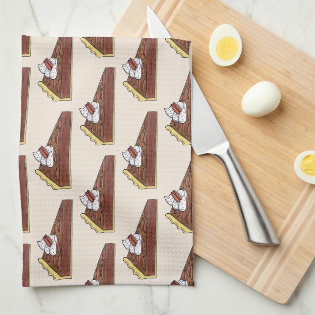 Pecan Pie Tart Southern Food Slice Dessert Foodie Tea Towel (Quarter Fold)
