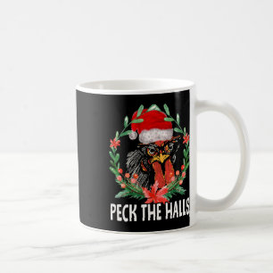Peck The Halls Chicken Snowflakes Christmas Santa  Coffee Mug