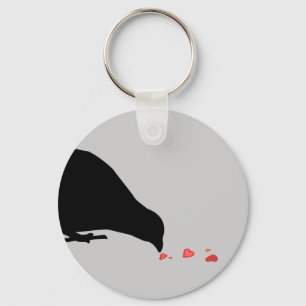 pecking order. blackbird & red hearts. key ring