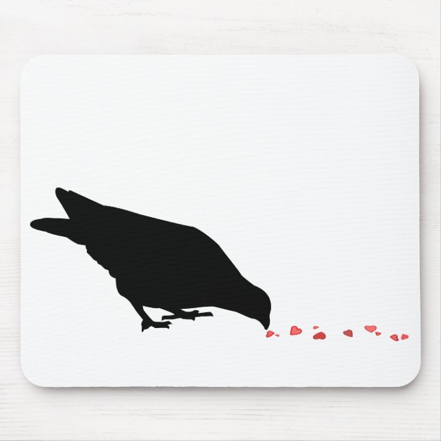 pecking order. blackbird & red hearts. mouse mat (Front)