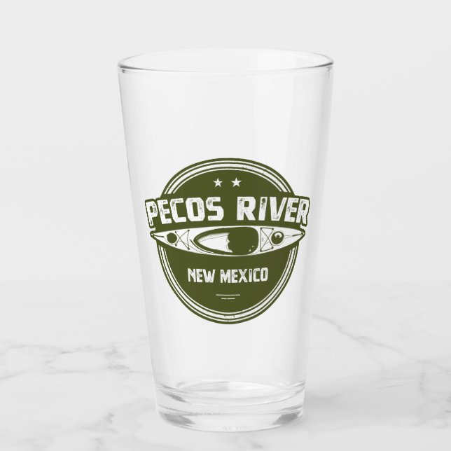 Pecos River New Mexico Kayaking Glass (Front)
