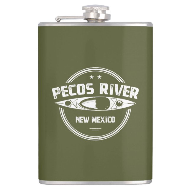 Pecos River New Mexico Kayaking Hip Flask (Front)
