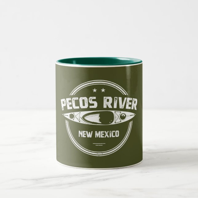 Pecos River New Mexico Kayaking Two-Tone Coffee Mug (Center)