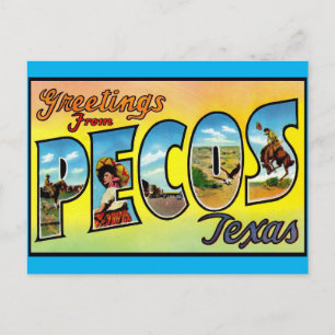 Pecos, Texas Greetings Vintage Travel Postcard