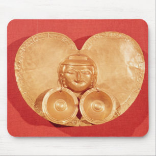 Pectoral with a human face wearing earrings mouse mat