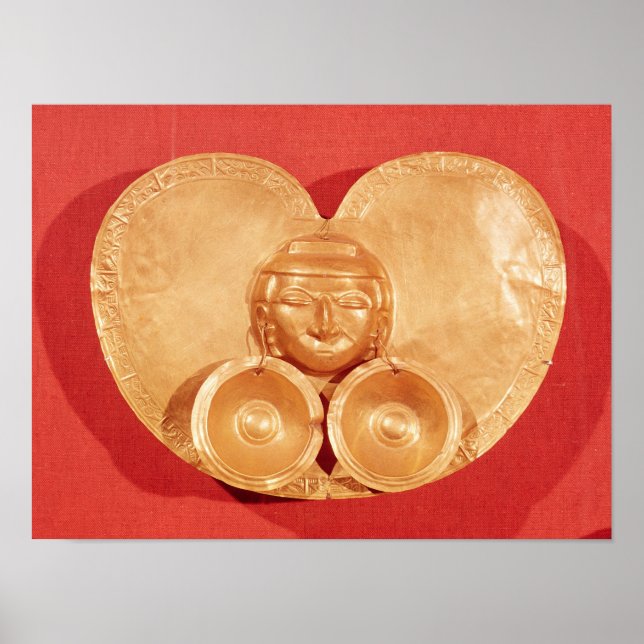 Pectoral with a human face wearing earrings poster (Front)