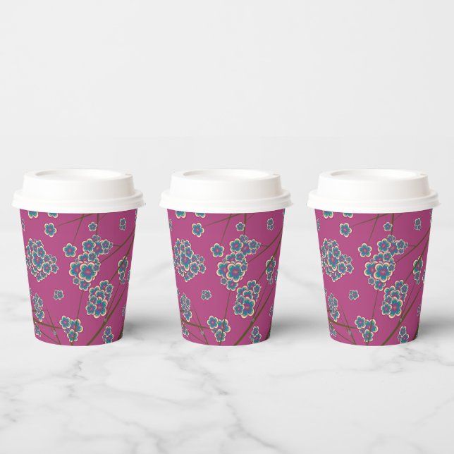 Peculiar Branches 8oz. Boysenberry Paper Cups (Multi)