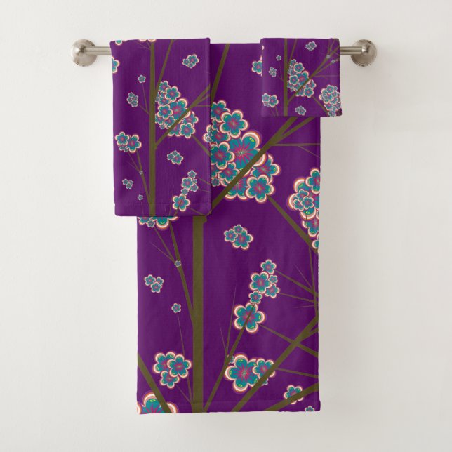 Peculiar Branches Amethyst Bath Towel Set (Insitu)