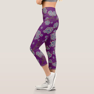 Peculiar Branches Amethyst Capri Leggings