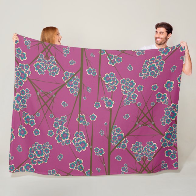 Peculiar Branches Boysenberry Fleece Blanket (In Situ)
