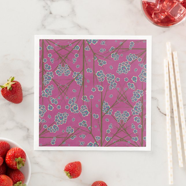 Peculiar Branches Boysenberry Paper Napkins (Insitu)