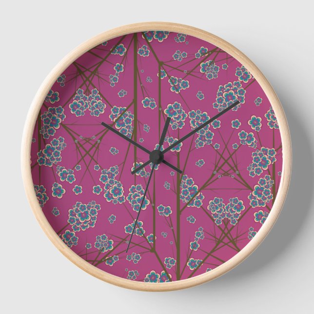 Peculiar Branches Boysenberry Wood Framed Clock (Front)