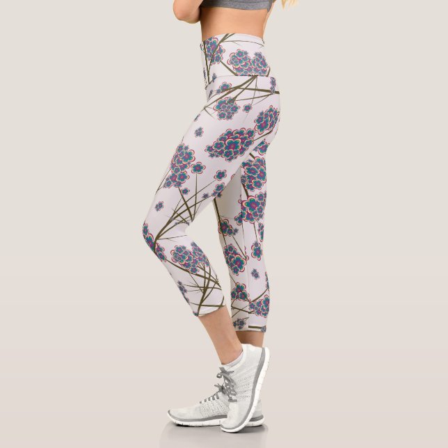 Peculiar Branches High Waisted Capri Leggings (Left)