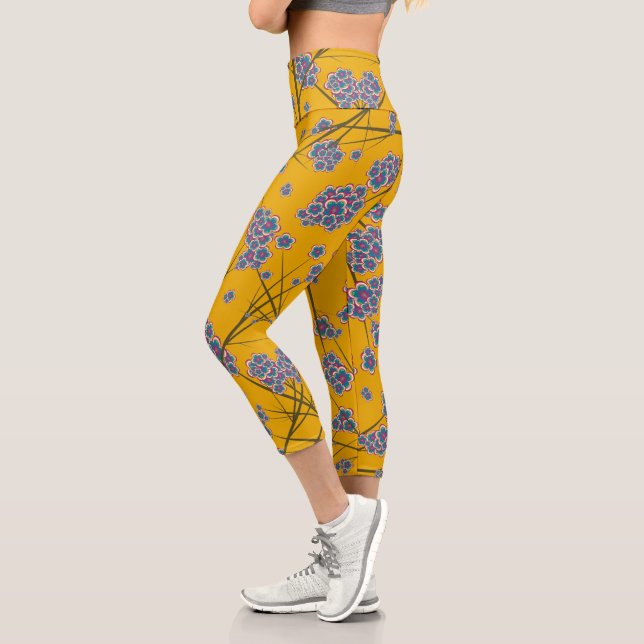 Peculiar Branches High Waisted Capri Leggings (Left)